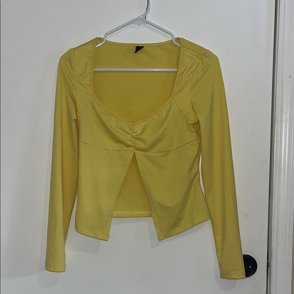 SHEIN Yellow Long Sleeve Women's Top